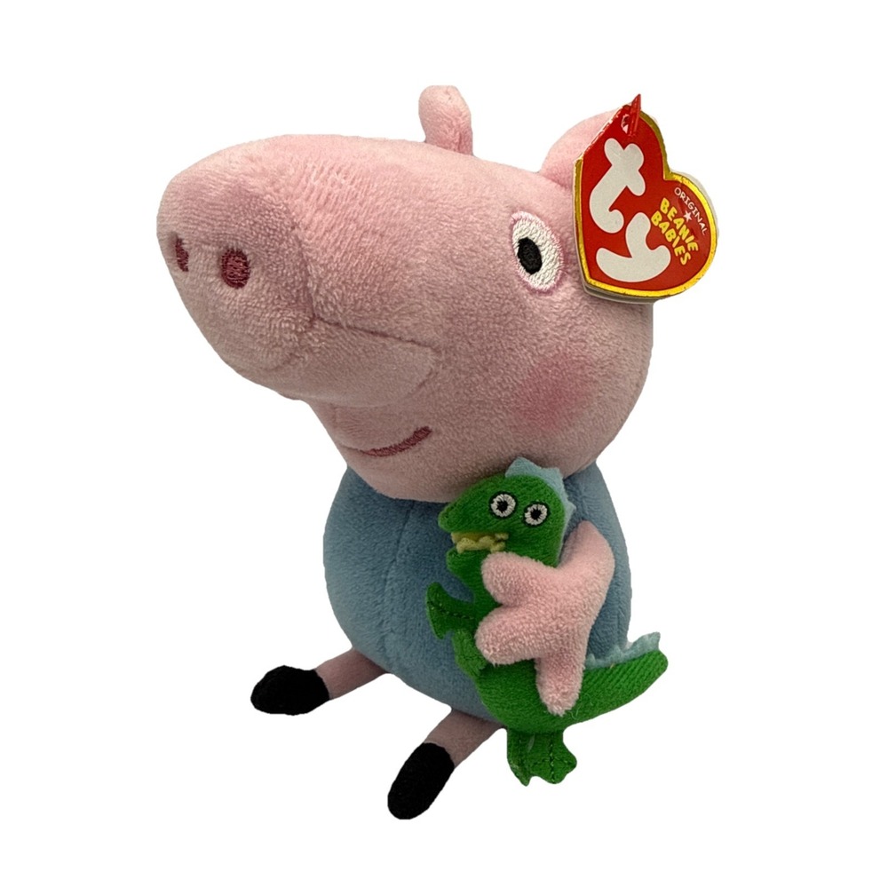 TY Beanie Baby Peppa Pig George w/ Dinosaur Dine-Saw Beanbag Plush Toy